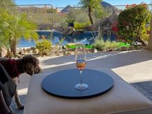 Low 70s here. We had Champagne outside before dinner. 