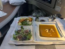 Soup - not over salted and was hot. 