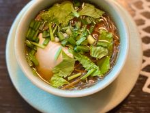 Clear mushroom and tofu soup