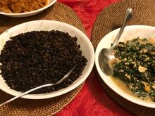 See part of the sayur lodeh , satay babi and buah keluak fried organic red & .. rice . New vegetable dish - box thorn with egg .