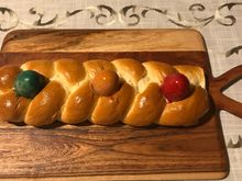 Challah bread with 3 hard boiled eggs from Four Seasons 