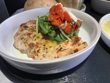 Chicken paillard - fennel, cherry tomatoes, arugula, lemon vinaigrette.  Pretty good, I ended up putting everything inside the bread to make a sandwich.
