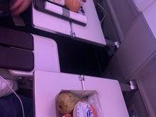 Premium Economy breakfast (top) versus special meal breakfast (bottom). 