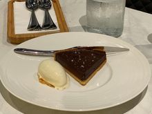 Chocolate tart with vanilla ice cream