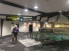 The escalator to the Air New Zealand Lounge. 