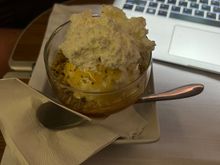 Obligatory ice cream sundae! Ice cream was not rock hard. 