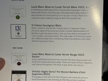 Wine list (including two kosher options)