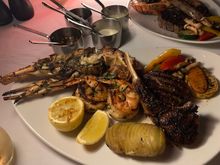 Crappy pic of our amazing meal on the beach.