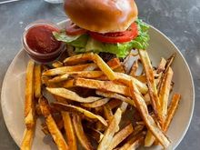 Bacon and BBQ Burger with sea salt fries at Street Burger Kaua’i 