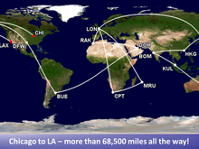 Chicago to LA  more than 68,500 miles all the way