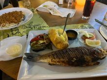 Huge Meal of Fish at Lion Square in Heraklion 