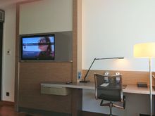TV and desk.
