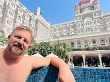 Enjoying the pool at The Taj