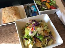 Enchilada Casserole with Bread and Salad 