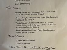 Menu on single piece of paper. 