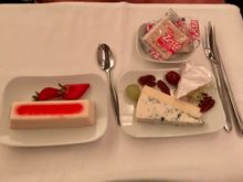 Dessert passion fruit pannacotta and cheese plate 