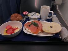 Croissant was too hard to eat. Bagel and lox was decent. 