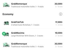 Grab options and prices in Phnom Penh