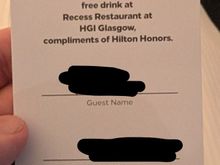 HGI Glasgow drinks voucher for Diamond members.