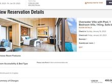 Random 5 day reservation in Jan 2023 for the overwater villa at the St. Regis Maldives
