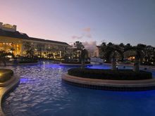 Hotel pool at night