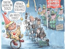 Missing the fascism for the clown show