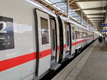 At Basel SBB station, just before the DB Deutsche Bahn train left