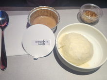 Vanilla gelato with milk chocolate sauce (which was not very sweet and I almost used the entire thing!) and "cacao nib crumble" (which was really just granola and I did not have more than just a taste)