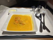 Squash Soup v_airside - definitely not as good as the Chealse lounge version