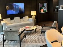 Living room with bar to the right