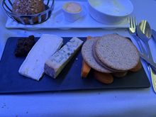 Nice selection of cheeses served correctly.