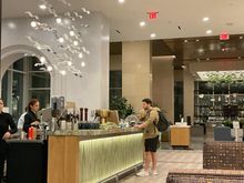 Safina's counter doubles as specialty coffee take-away station 