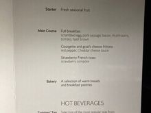 Menu also applies to BA272, 280 & 282