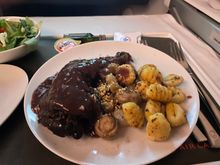 Coq au vin with mushroom gnocchis tasted better than it looks