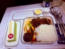 Beef Yakiniku SIN-EWR. Similar to the one a few posts above, the presentation was horrible, and the rice and veggies were nothing special. But oh man, the beef was absolutely melt in your mouth buttery. Will give JL F steaks a run for their money.Also, very impressed SQ loaded sake on this non-Japanese route.