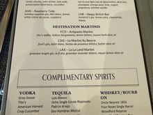 Drinks menu