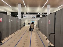 The entrance to checkpoint 6. Still boarded up along the sides