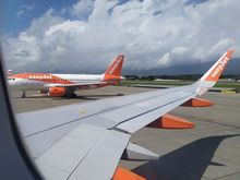 Taxiing out to the runway at Geneva airport GVA 