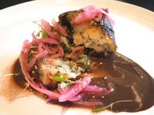 Croquette with mild hot spice + mild chocolate Oaxaca mole ...normal dish has 2 croquettes.  Asked for 1, and took half-order of another dish