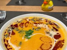 Pumpkin Soup - wasn’t hungry and this was pretty good (but needed salt & pepper). 