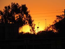 Yesterday's sunset was at the Chapman Peak Drive; today's at a rental car lot :-)