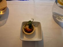 Amuse bouche - some sort of prawn tart.  