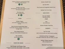 A La Carte Menu