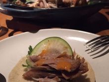 Duck carnitas on taco