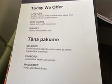 The menu for today's flight