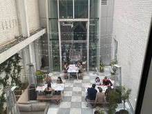 Outdoor Restaurant Seating (reminded me of a Moroccan Riad Courtyard)