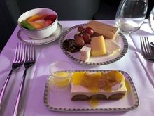 Dessert: fruit, cheese / grapes, Gulab Jamun cake