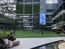 Artificial turf-lined plaza behind the RC building