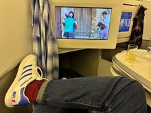 Although I enjoyed flying a brand new jet, the A359 with new seats, I do have to say the seats on the 77W felt a bit wider in the footrest area. 

I will fly AF again one day!