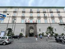 The hotel is facing a busy road, Via Carbonara.